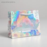Пакет подарочный бумажный (15x12x5,5) ламинир Happy голография 1/900  Пакет подарочный бумажный (15x12x5,5) ламинир Happy голография 1/900