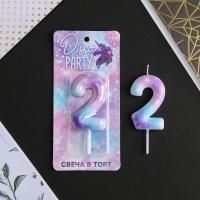 Свеча для торта Disco Party Цифра 2 1/600