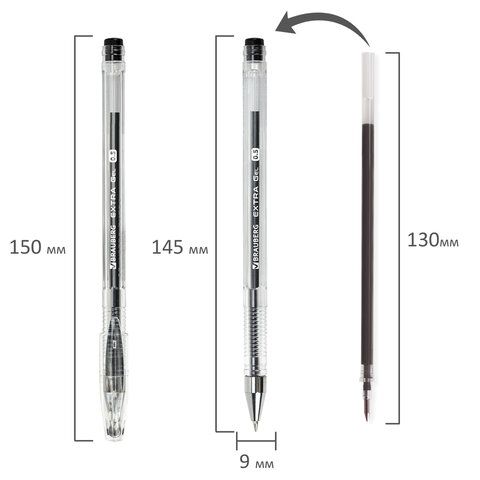 Ручка гелевая черная 0,5мм линия 0,35мм BRAUBERG EXTRA 1/12