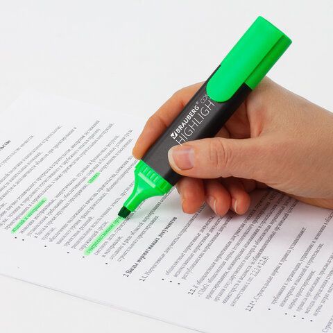 Текстмаркер зеленый 1-5мм скошенный наконечник BRAUBERG CONTRACT 1/10