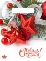 НГ Пакет с вырубной ручкой (19х25)-30 Алые звезды ТИКО 100/3000