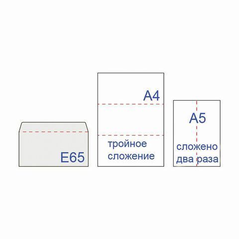 Конверты Е65 110х220мм 80г/м2 отрывная лента внут запечатка BRAUBERG 100/1000  (Клиент)