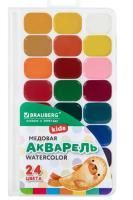 Краски акварельные 24цв медовые квадратные кюветы BRAUBERG KIDS NEW 1/30