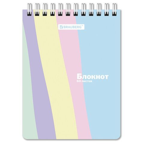 Блокнот 60л А6 110х145мм клетка гребень BRAUBERG Pastel 1/6/72