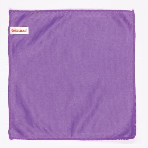 Салфетка микрофибра для стекол (30х30) гладкая, фиолетовая ЛАЙМА, 1/144