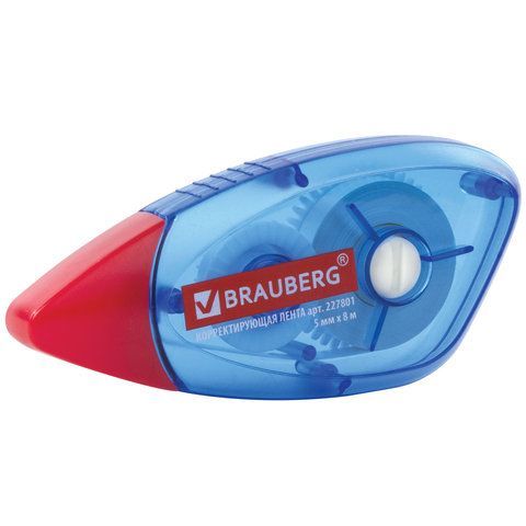 Корректирующая лента 5мм х 8м синий корпус в блистере BRAUBERG 1/24/432