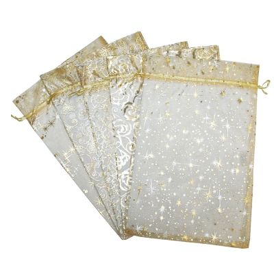 Подарочный мешок текстильный ОРГАНЗА Золотой 5 дизайнов 20х30см 1/50/250 Подарочный мешок текстильный ОРГАНЗА Золотой 5 дизайнов 20х30см 1/50/250