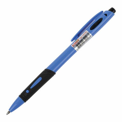 Ручка шариковая автоматическая с грипом STAFF College BP-16 Neon, СИНЯЯ, ассорти, 0,35 мм, 143750