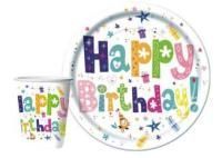 Тарелка картон с рисунком набор 10шт d-230 Happy Birthday (10шт) 1/48
