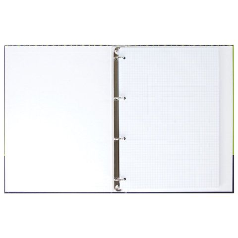 Тетрадь на кольцах БОЛЬШАЯ 225х300мм А4, 100л, обложка картон, клетка, BRAUBERG, Полосы, 403273