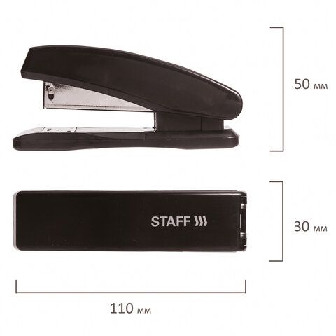 Степлер №24/6 26/6 до 20л черный STAFF Basic 1/12