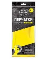 Резиновые перчатки с х/б напыл латекс хозяйств Aviora M 38гр 12/120