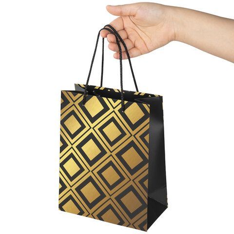 Пакет подарочный бумажный (18х10х23) фольга ЗОЛОТАЯ СКАЗКА Gold Luxury 1/12/144