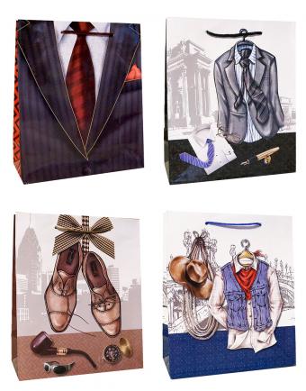 Пакет подарочный бумажный (26х32х10) ламинир мужской микс  1/20 Пакет подарочный бумажный (26х32х10) ламинир мужской микс  1/20