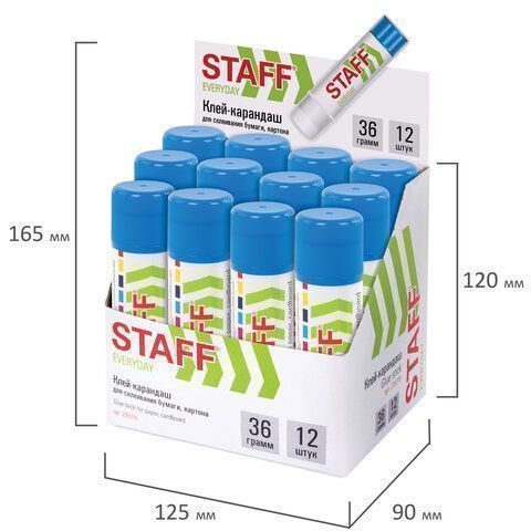 Клей-карандаш 36г STAFF 1/12