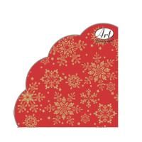 НГ Салфетки 3-сл d 32 см  Rondo Золотые снежинки на красном (12) 1/15