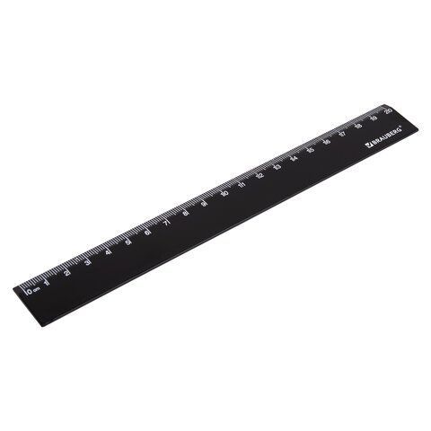 Линейка 20см пластиковая черная BRAUBERG 1/96