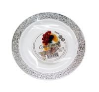 Тарелка пластиковая d-190 белая с серебряной ажурной каймой Compliment (12шт) 1/20 Тарелка пластиковая d-190 белая с серебряной ажурной каймой Compliment (12шт) 1/20