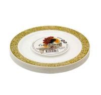 Тарелка пластиковая d-190 белая с золотой ажурной каймой Compliment (12шт) 1/20 Тарелка пластиковая d-190 белая с золотой ажурной каймой Compliment (12шт) 1/20