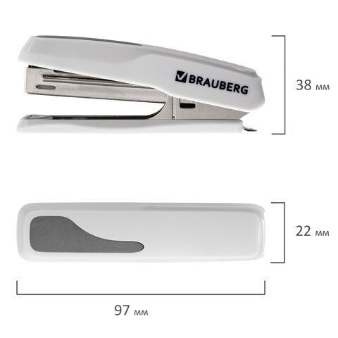 Степлер №10 до 20л с антистеплером серый Extra BRAUBERG 1/24