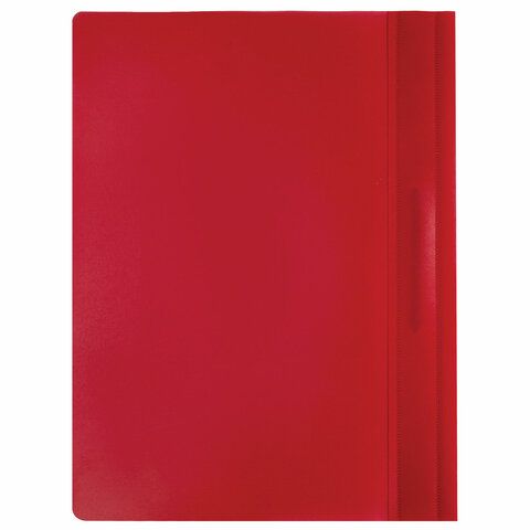 Папка скоросшиватель с прозр верхн лист BRAUBERG А4 красный 1/25/400