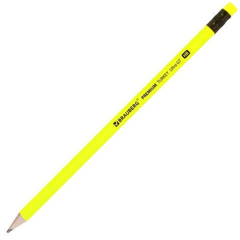 Карандаш ч/гр HB с резинкой, ассорти BRAUBERG PREMIUM TURKEY 1/72