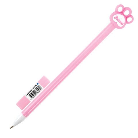 Ручка с топпером шариковая ЮНЛАНДИЯ Лапка корпус ассорти СИНЯЯ узел 0,7мм 1/12