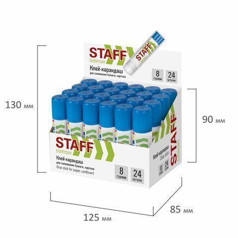 Клей-карандаш 08г STAFF EVERYDAY 1/24/864