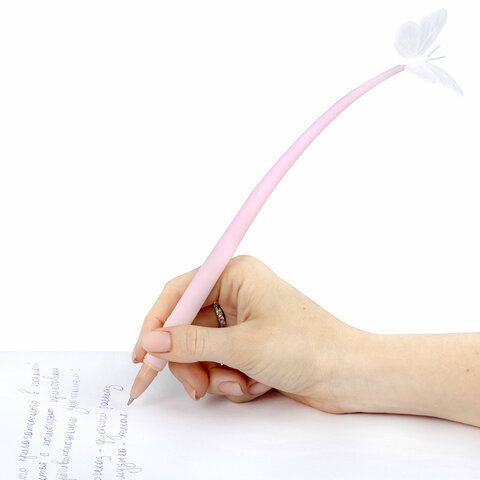 Ручка фигурная шариковая силиконовый корпус, ассорти, СИНЯЯ, узел 0,7мм ЮНЛАНДИЯ Бабочка 1/12