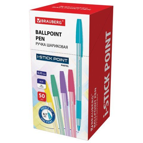 Ручка шариковая синяя линия 0,3мм ассорти BRAUBERG 