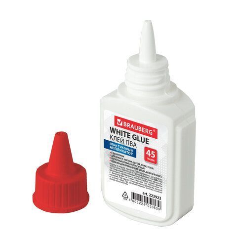 Клей ПВА 45г бумага, картон, дерево BRAUBERG 1/10/80