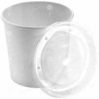 Контейнер бумажный супница 450мл 96х78х93 с крышкой белая 25/250