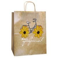 Пакет подарочный бумажный (22х25х12) крафт Жизнь прекрасна 1/250