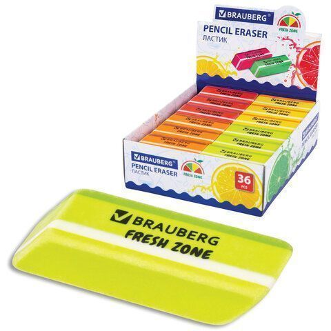 Ластик 60х18х12мм большой, скошенный, цвет ассорти 1/36