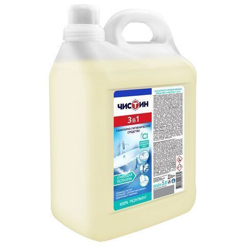 Средство жидкое 5л чистящее для уборки туалета с хлором 24957 ЧИСТИН 3в1 1/2