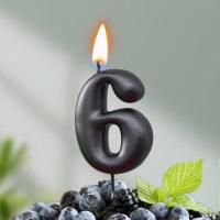 Свеча для торта Мокрый асфальт Цифра 6 1/30
