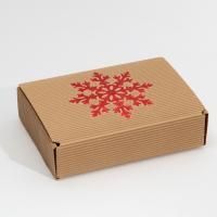 НГ Подарочная коробка 21х15х5 складная рифленая В новый год 1/1
