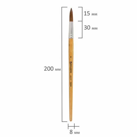 Кисть пони круглая №8  BRAUBERG 1/30