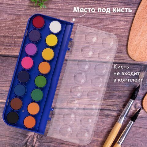 Краски акварельные 16цв круглые кюветы 23 мм пенал BRAUBERG PREMIUM 12/144