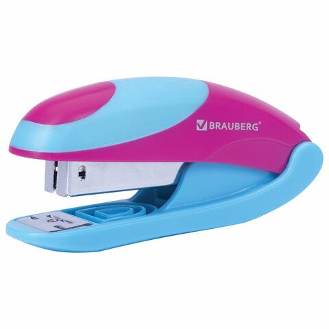 Степлер №24/6 26/6 до 20л ассорти с резиновыми вставками BRAUBERG MIX 1/12