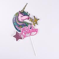 Топпер для торта Единорог розовый 1/10