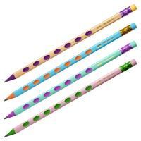 Карандаш ч/гр HB с ластиком, трехгранный, пластик, заточен, ассорти Berlingo 1/12/144