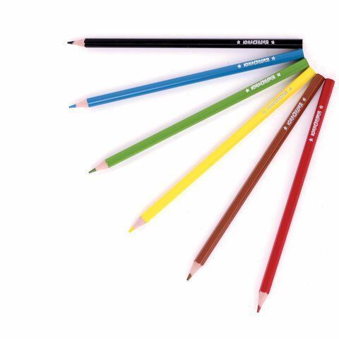Карандаши цветные 06цв пластиковые, классические, грифель мягкий 3 мм ЮНЛАНДИЯ Домики 1/24