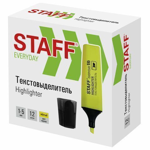 Текстмаркер желтый 1-5мм STAFF EVERYDAY 1/12