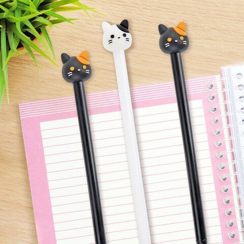 Ручка с топпером шариковая ЮНЛАНДИЯ Кошка корпус ассорти СИНЯЯ узел 0,7мм 1/12