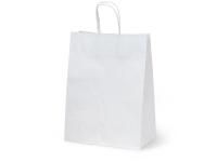Пакет бумажный крафт белый с кручеными ручками 240х140х280  300/300