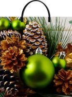 НГ Пакет с пластмассовыми ручками (36х37)-100 Зеленые шары ТИКО 10/100