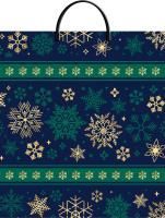 НГ Пакет с пластмассовыми ручками (40х44)-100 Изумрудные снежинки ТИКО 10/100