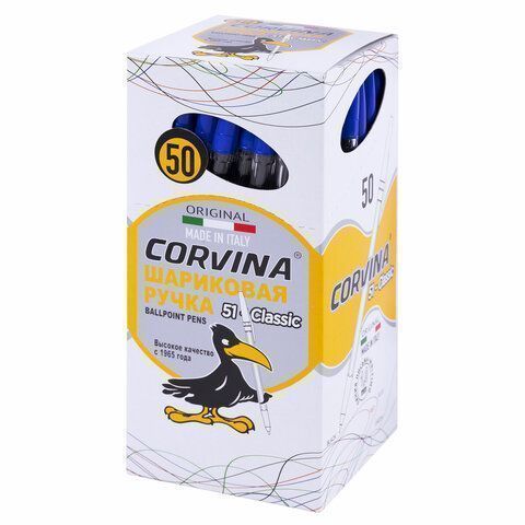Ручка шариковая синяя узел 1мм линия письма 0,7мм прозр корп Corvina 1/50/2400