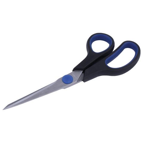 Ножницы 190мм метал черно-синие вставки европодвес Soft Grip Brauberg 1/12